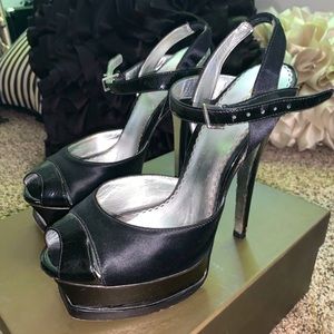Black bebe platform heels